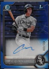 2022  Colson Montgomery  Bowman Chrome True Blue Refractor Auto/150 SGC 10/10 