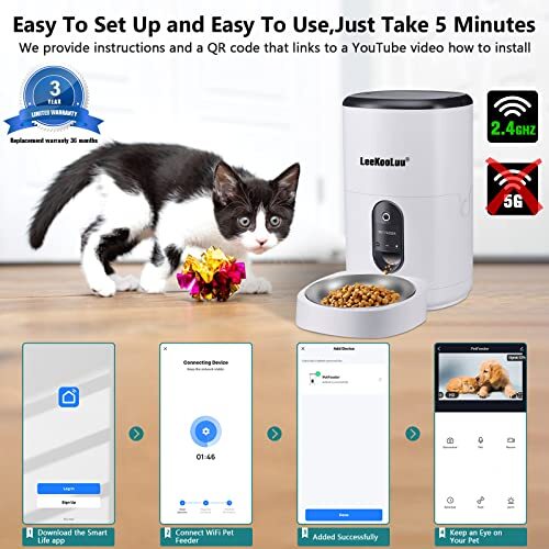 Automatic Dog Feeder HD 1080P Camera Cat Feeders 6L WiFi Smart Pet Feeder wit... - Picture 3 of 9
