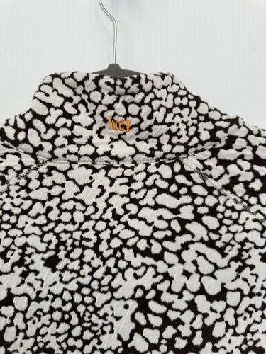 Lucy Womens Activewear Top 1/4 Zip Leopard Print Brown & White LS Textured Sz L - Picture 11 of 15