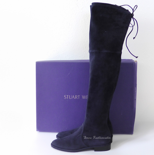 NEW Stuart Weitzman Suede LowLand Over-the-knee Boot Shoe-Small Feet, Navy, US 4 - Picture 3 of 20