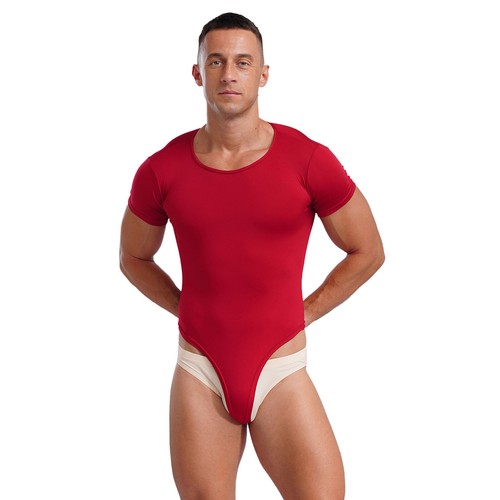 Men Leotard Stretchy Jumpsuit Buttoned Crotch Bodysuit Athletic Underwear Gym - Bild 28 von 58