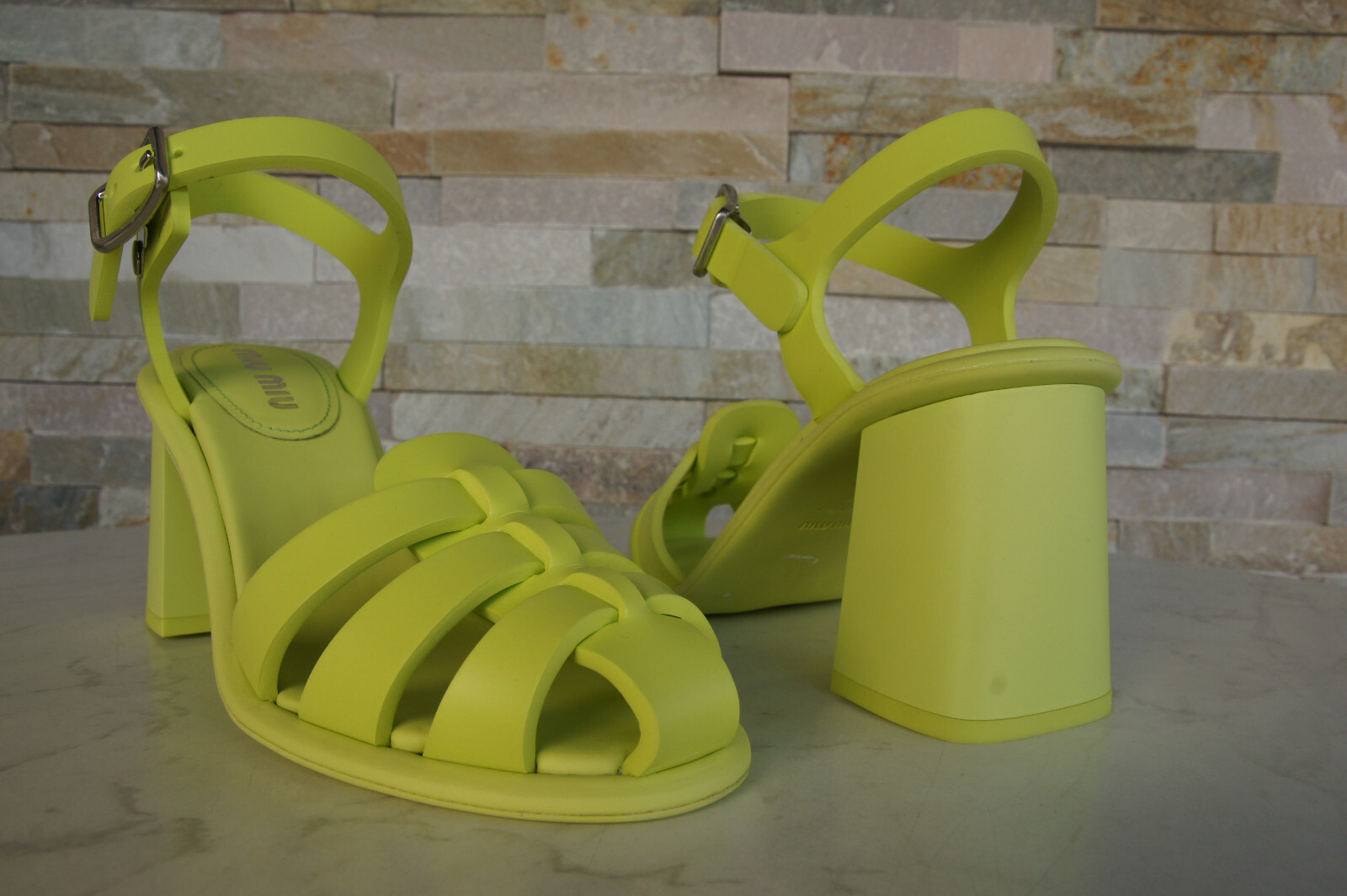 Miu Miu Size 39 Sandals Shoes 5X756D Lime New Former RRP 670 € image 6