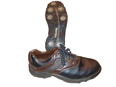 Footjoy‎ Greenjoys Golf Shoes Men\'s 11 Wide Black Brown 45564 Soft Spikes Footjoy Greenjoys Golf Shoes Black Dark Brown Soft Spikes  main image 3