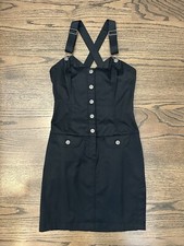 GUESS Women's Size 7 Black Sheen Stretch Twill Shortalls Dress