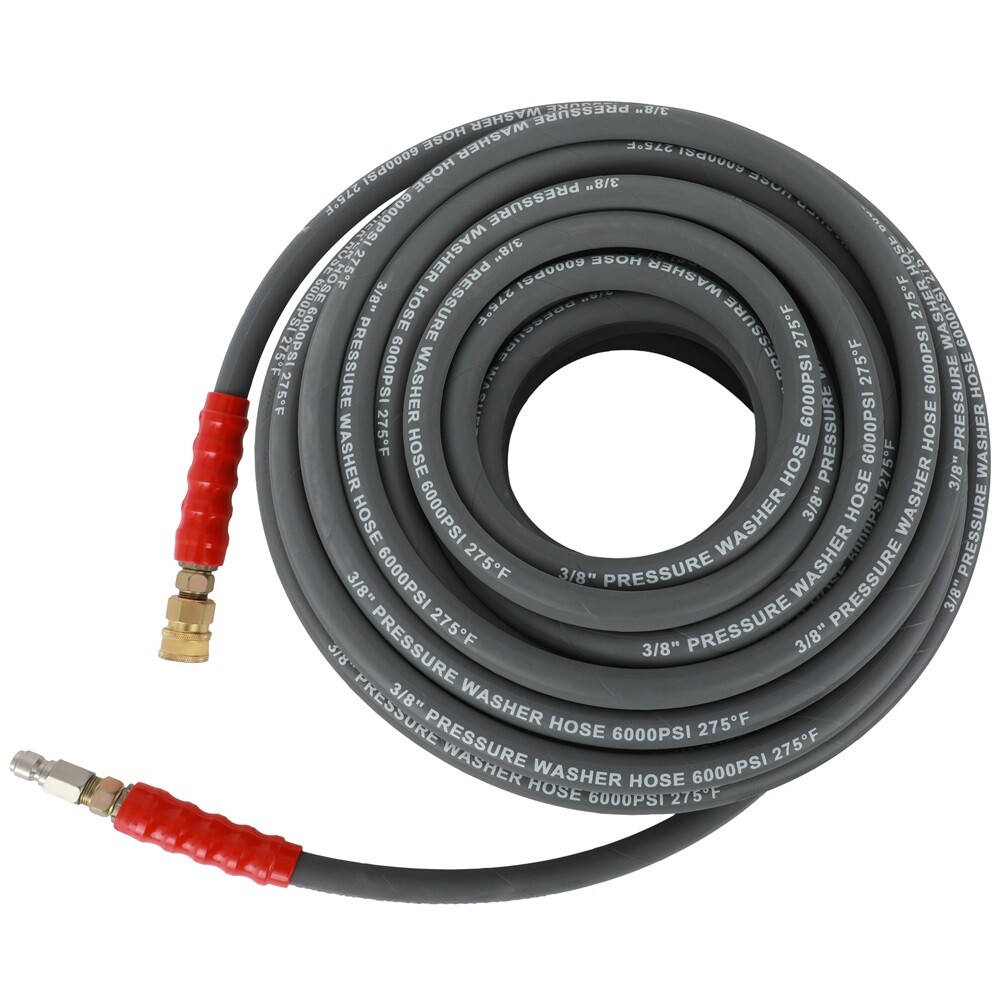 3/8" x 100ft Hot Water Pressure Washer Hose 6000psi 2-Braid R2 Gray