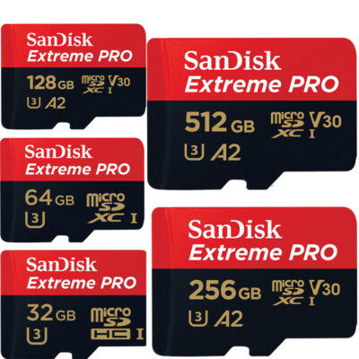 SanDisk Extreme Pro 32 64 128G 256G 512G microSD Speicherkarte,U3,A2,V30,160MB/s