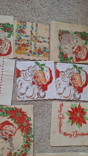 Vintage 50er Jahre Sammlerstück Merry Christmas Krepp Papier Servietten Servietten - Bild 3 von 7