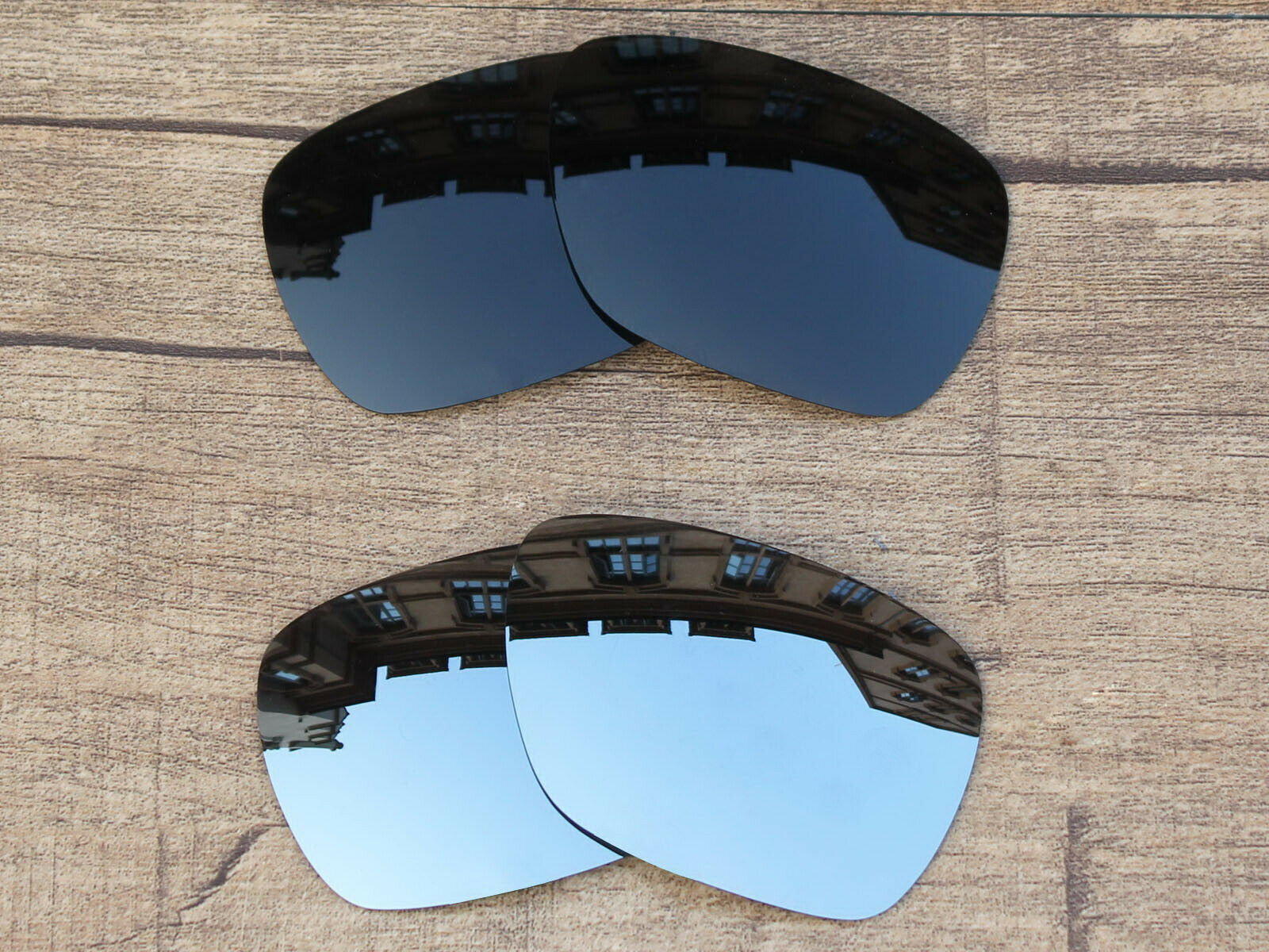 Lenslog Black & Chrome Silver Polarized Replacement Lenses For-Oakley Inmate