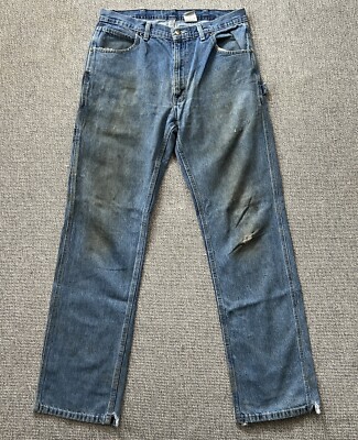 Key Men's Distressed Carpenter Jeans Grunge Stained 32 X 34 (Tag 34 X 36)