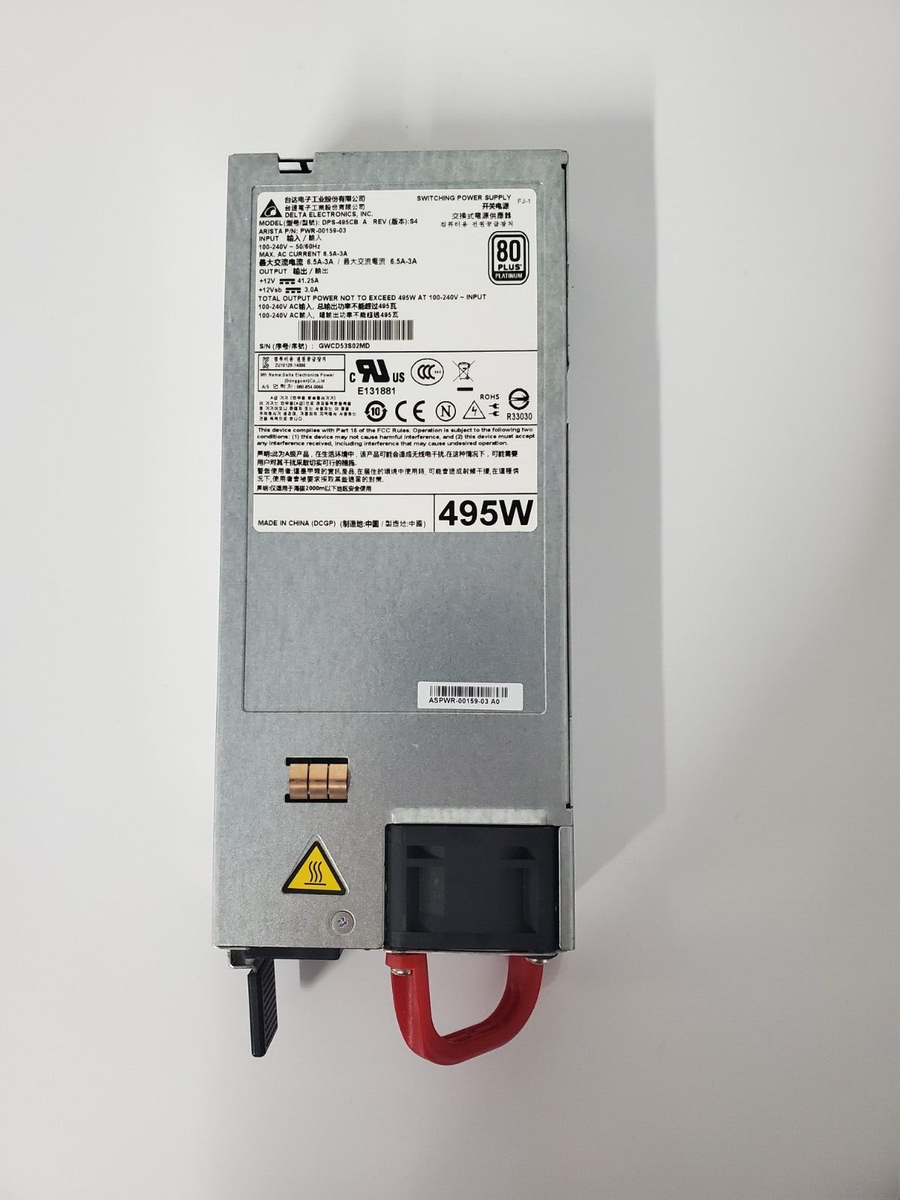 Arista PWR-500AC-F 500W AC PSU For 7050X/7280 Switches Front to