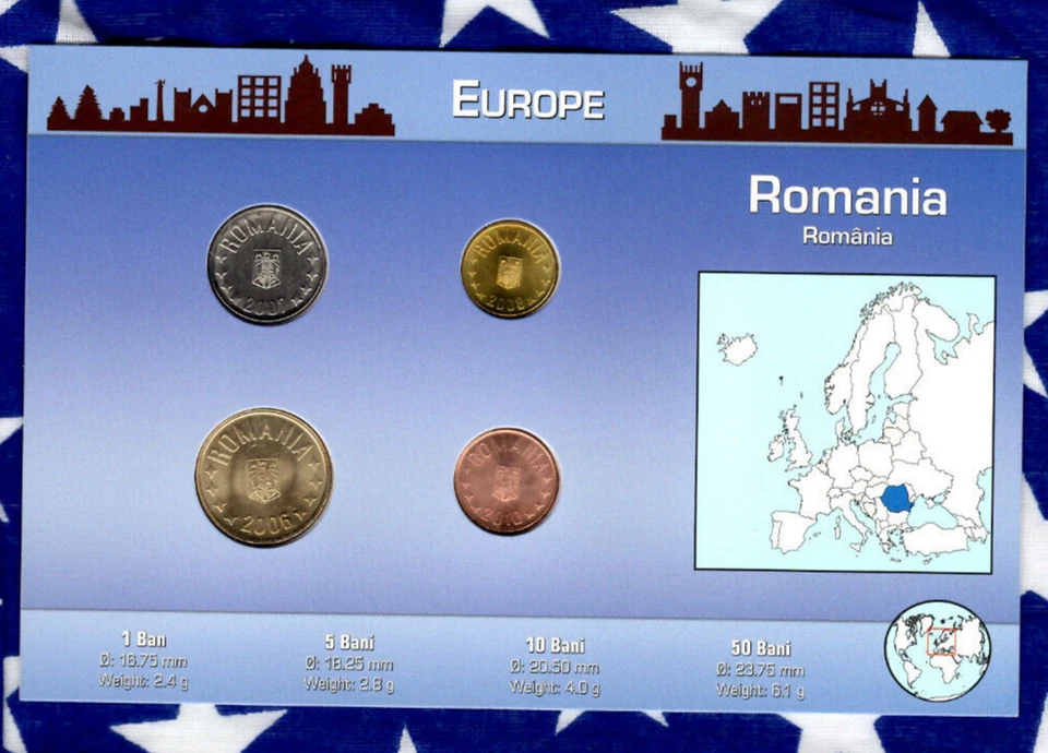 Littleton World Coin Set Romania UNC 50 Bani 2006 20 Bani 2007 5 Ban 2010 1 2008 - Image 2 of 2