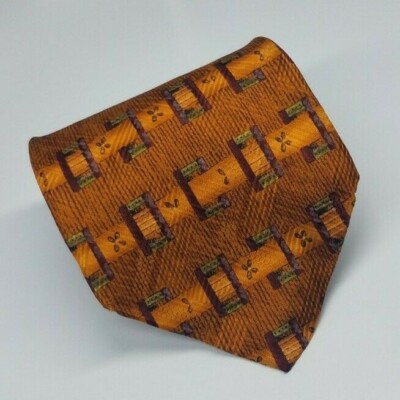 Robert Talbott Studio Silk Tie Orange Red Geometric Men Necktie 57.5 x 3.7/8