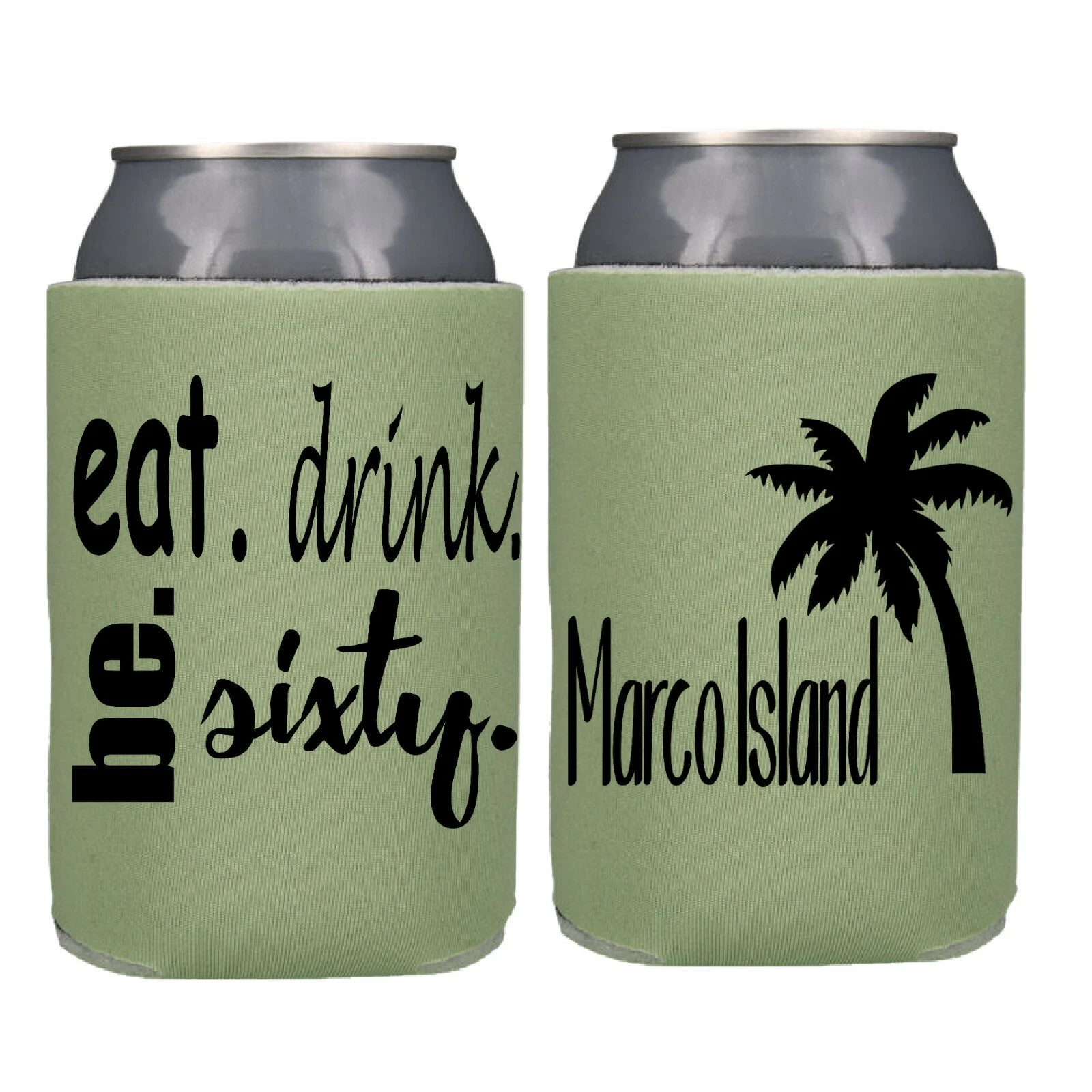 Eat Drink and Be Sixty Koozies Birthday Party Favor Can Coolers 60th Birthday