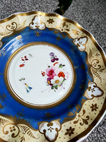 Antique X2 Gold Gilt Plates c1800s John Yates 21.5cm English Porcelain - Picture 7 of 7