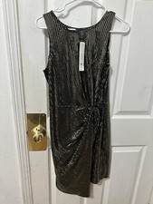 Aqua womens Large sequin dress Black and gold