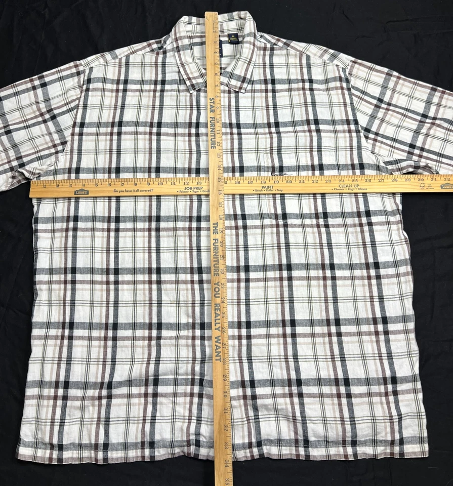 Kani Gold Shirt Short Sleeve White Plaid 90's Hip Hop Men's 3XL Nice. - Image 4 of 4