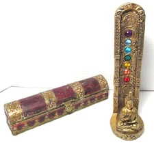 VINTAGE BUDDHA INCENSE BURNER WITH STORAGE CHEST