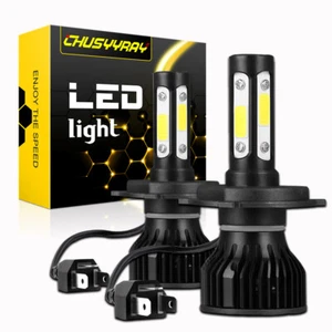 2x 4-Side 9003 H4 LED Ampoules de phare Kit High Low Beam Super Bright White 6000K