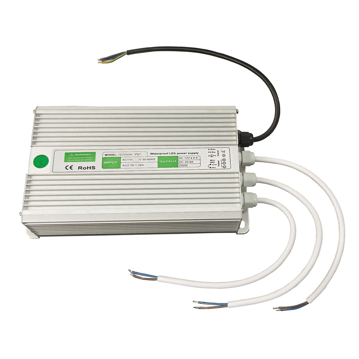 LED Driver Power Supply AC 110V to DC 12V 250W IP67 Waterproof Transformer Adapt