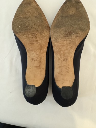 PANCALDI VTG Made in Italy Navy Satin Pump 3 in Heels Sz 10B - Picture 8 of 10