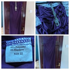 Women's Maxi Dress Strapless Silver Necklace Bandcool Boutique Size 22 Purple