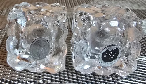 Vintage Crystal Salt & Pepper Shakers with Metal Lids; 1" Square - Picture 3 of 3
