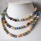 Freshwater Pearl Necklace Pearl Strands M2 50" 7-9mm Multi Color Off Round