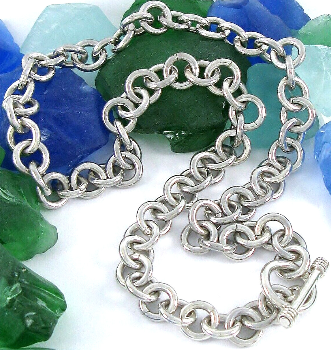 Solid Sterling Silver 925 Cable Link 16" Necklace… - image 7