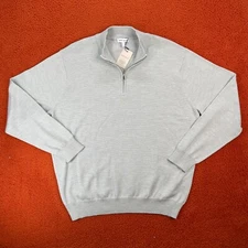 PETER MILLAR Mens XL Canton Stripe Quarter Zip Sweater Pullover Merino Wool $225