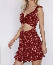 NWT Nasty Gal Like It Or Knot Red Polkadot Short Dress Sleeveless - US Size 2