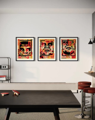 Shepard Fairey Obey Giant Icon Face Collage Art Print Poster SET Of 3 Signed