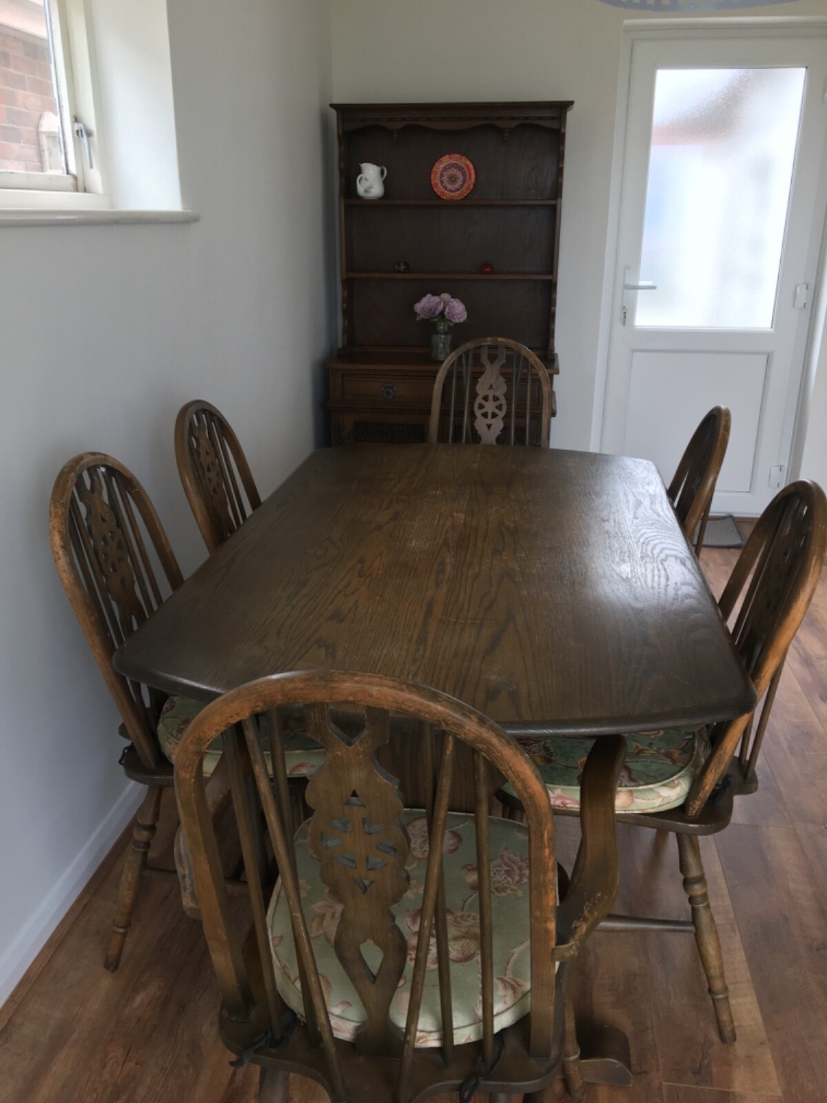 Vintage Oak Table & 6 Chairs by Old Charm Furniture Wood Bros Ware