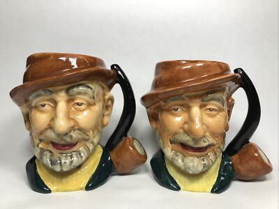 2 Vintage Staffordshire Shorter & Son handbemalt Toby Charakter Krug Hayseed