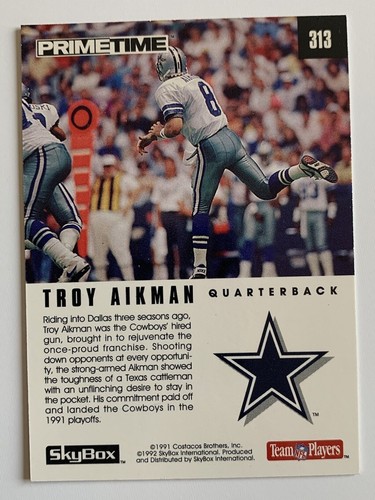Tarjetas de horario estelar Troy Aikman 1991 Skybox Strong Arm Of The Law - Imagen 2 de 2
