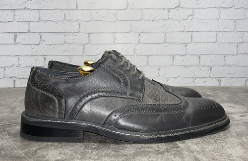 Gray Leather Wingtip Shoes Size 