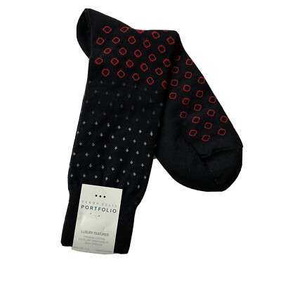 Perry Ellis Portfolio Men's Mercerized Cotton Blend Black One Pair socks 7-12