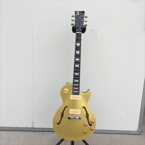 Metallic Gold LP Semi-Hollow Electric Guitar Mahogany Body&Neck 2P90 Pickups