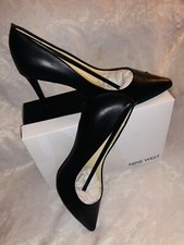 NINE WEST ETTA8 BLACK LEATHER PUMPS SIZE U.S 9.5 WIDE/UK 7.5 WIDE NEW $125