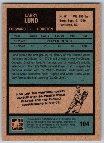 2009-10 ITG 1972 THE YEAR IN HOCKEY –PICK YOUR PLAYERS OR FINISH YOUR SET - Picture 215 of 406