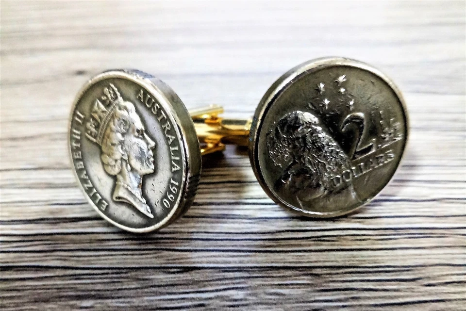 Australia  - Coin Based Cufflinks - 2 Dollars - Aboriginal elder - Image 2 of 4
