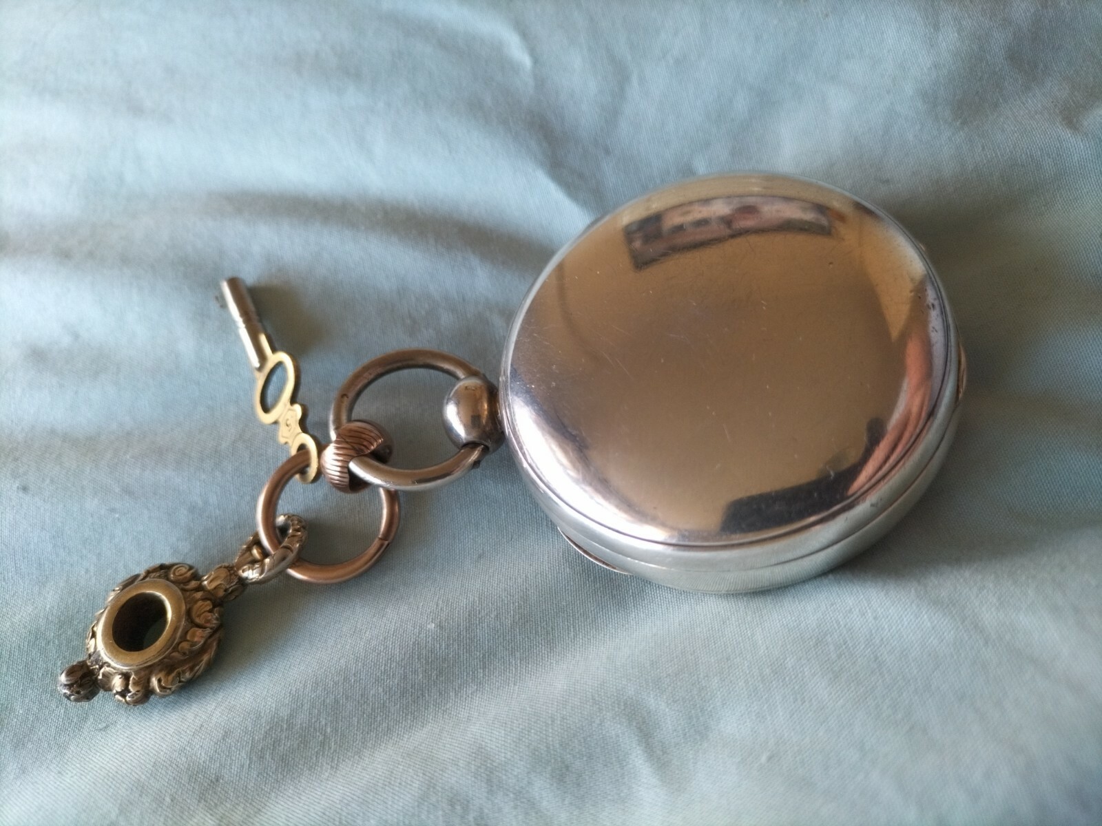 BEAUTIFUL ANTIQUE LARGE SOLID SILVER FUSEE GENTS … - image 3