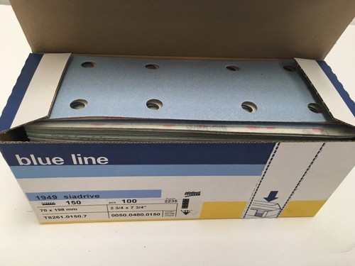 New sanding strip sia blue line 150 grit box of 100, 70 x 198 mm sand paper - Picture 1 of 3