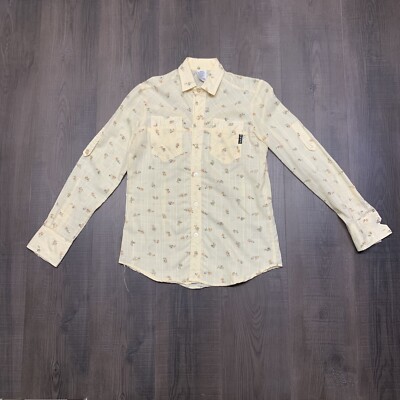 Vtg Rare N'est Ce Pas Sz Small Floral Long Sleeve Designer Western Button Shirt