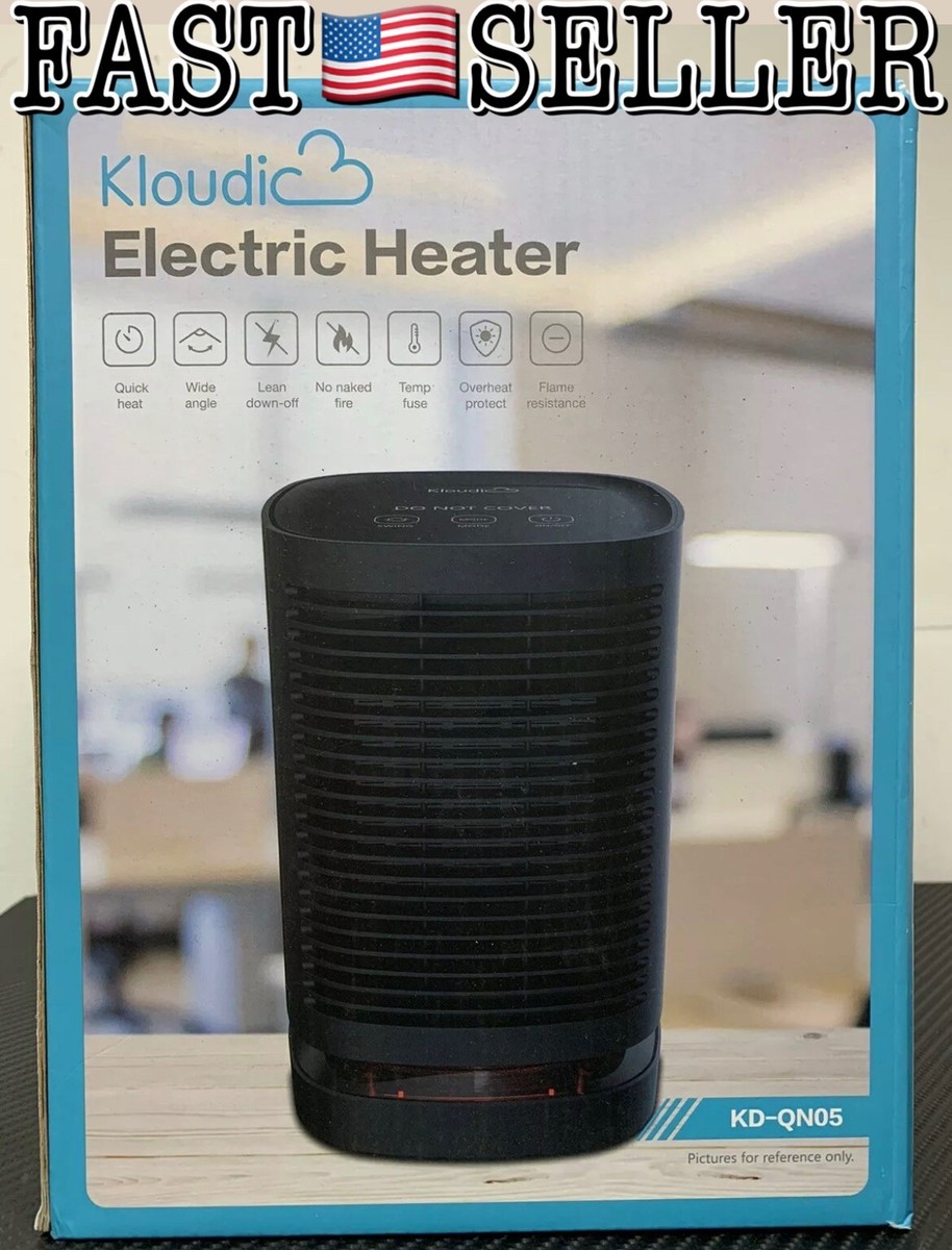 Kloudic 950W Portable Electric Space Heater 2sec Heat up Travel Fan Heater  NIB