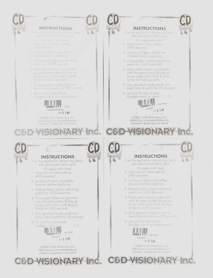 KISS Band Fabric Embroidery GlueOn Patch Lot Set of 4 Solo Album Cover