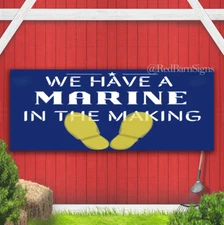 Marine in the Making Yellow Footprints Indoor Outdoor Banner Sign with grommets