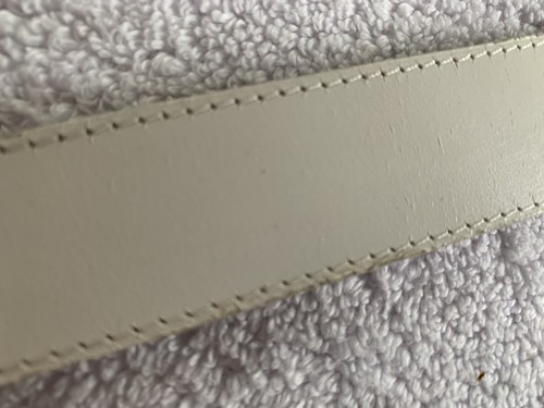 Vintage Belt Western Leather Size Medium M White Silver Buckle & Tip Stitch READ - Picture 5 of 10