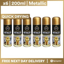 6x Gold Metallic Spray Paint 200ml