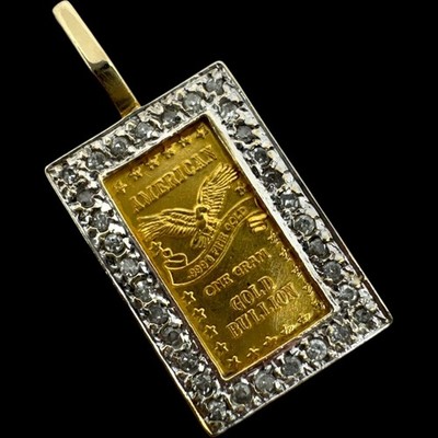 24K Goldbarren mit 14K Gelbgold Diamant Lünette - 0,32ctw 3,11G (WMP015704)