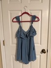 Women’s Blue Solid Ruffle V-Neck Sleeveless Romper Size | Lulus Size M — photo 5